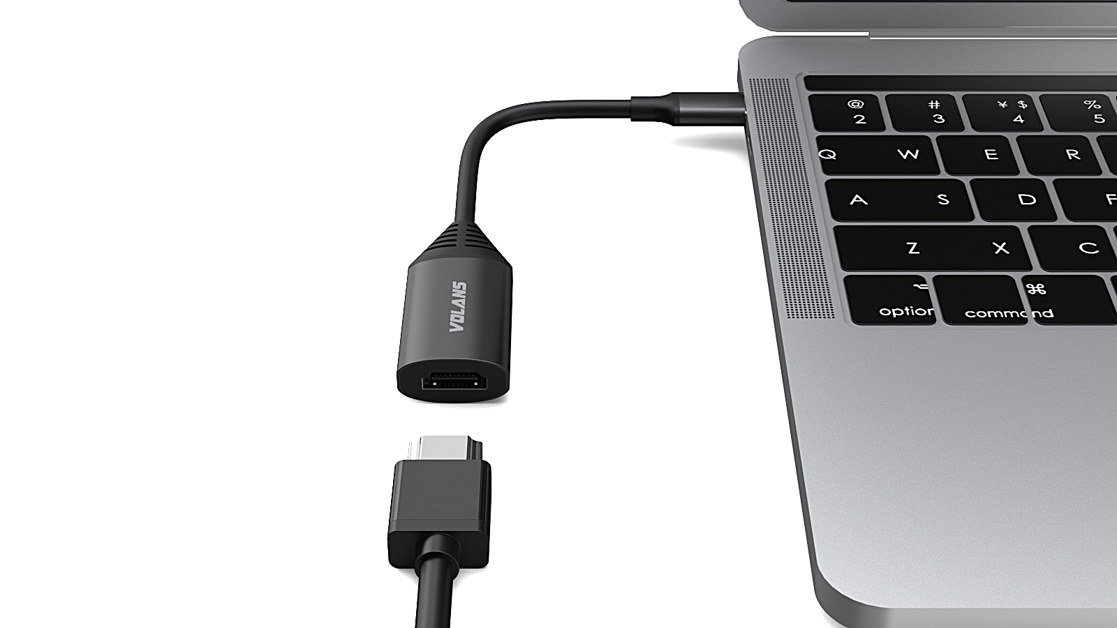 A large marketing image providing additional information about the product Volans Aluminium USB Type-C to HDMI Converter with 8K/60Hz & HDR10 Support - Additional alt info not provided